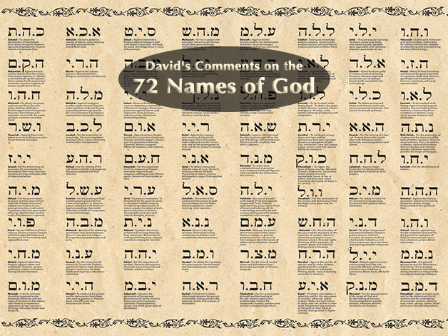 David's Comments on the 72 Names of God (VIDEO)